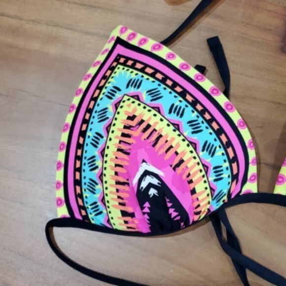 European Aztec-Tribal pattern halter padded Bikini- NWOT - Picture 4 of 14
